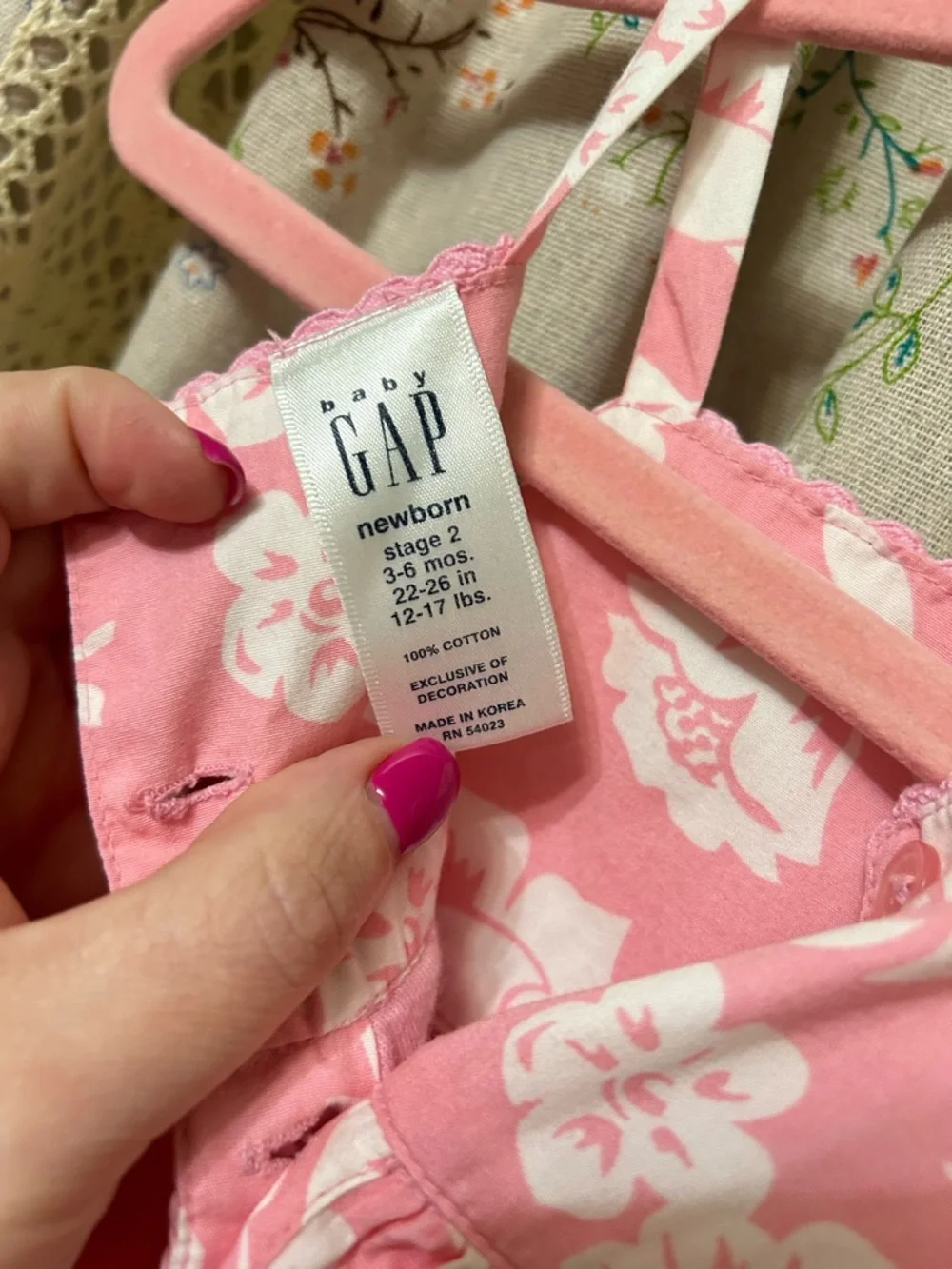 Baby‎ Gap Pink Floral Dress w Built In Bodysuit 3-6 Months